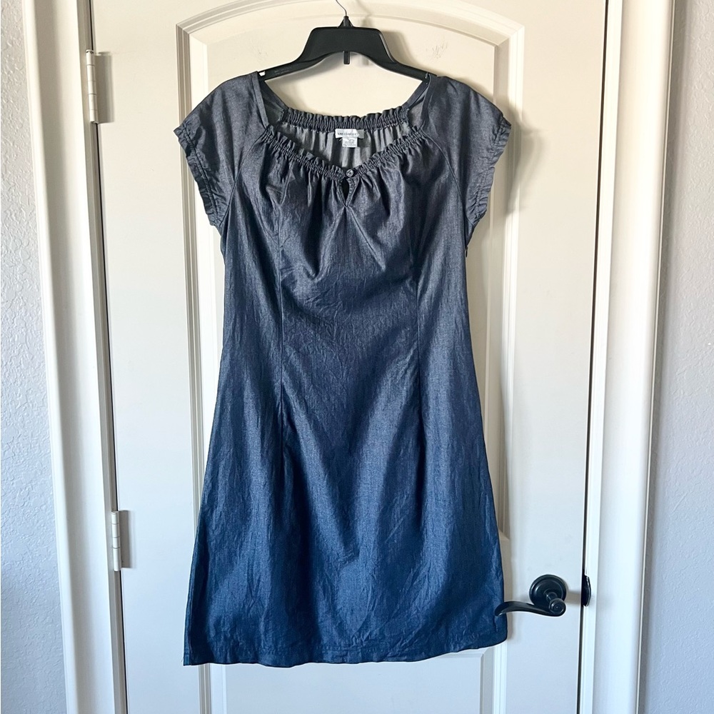Liz Claiborne Navy Short-Sleeve Scoop Neck Mini Dress